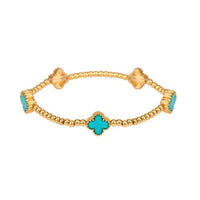 Metal Flower Clover Stretch Bracelet - Modestly Vogue 