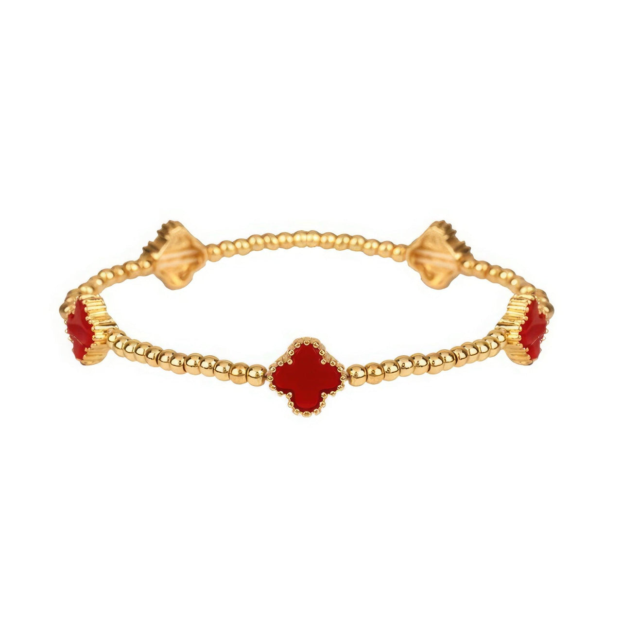 Metal Flower Clover Stretch Bracelet - Modestly Vogue 