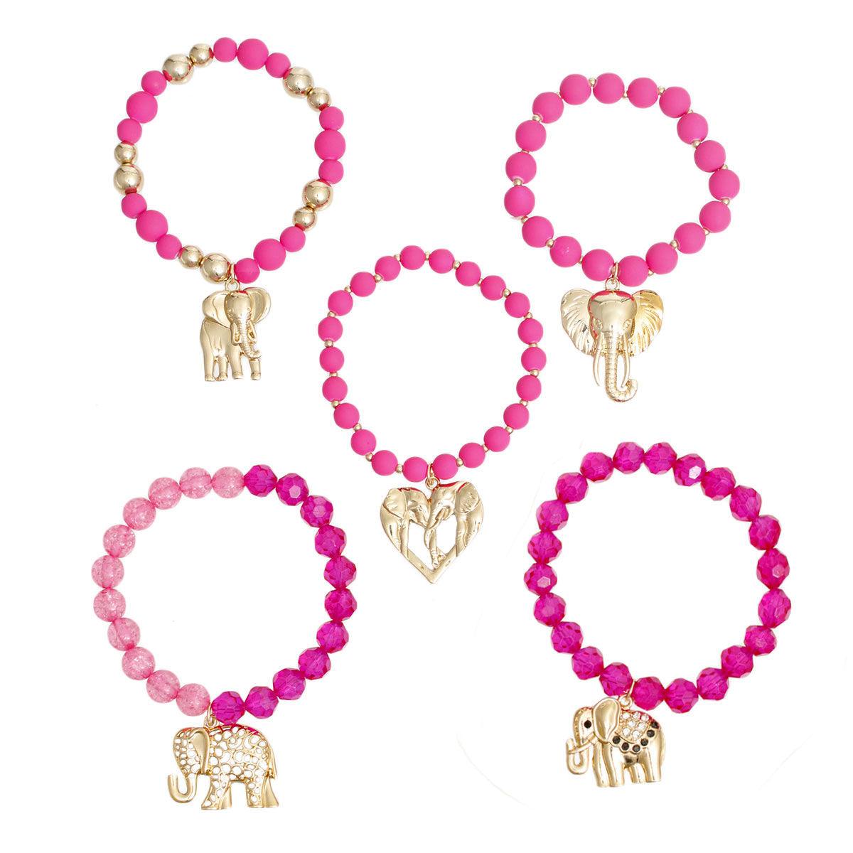 – | Mixed Fuchsia Bead Elephant - Modestly Vogue 