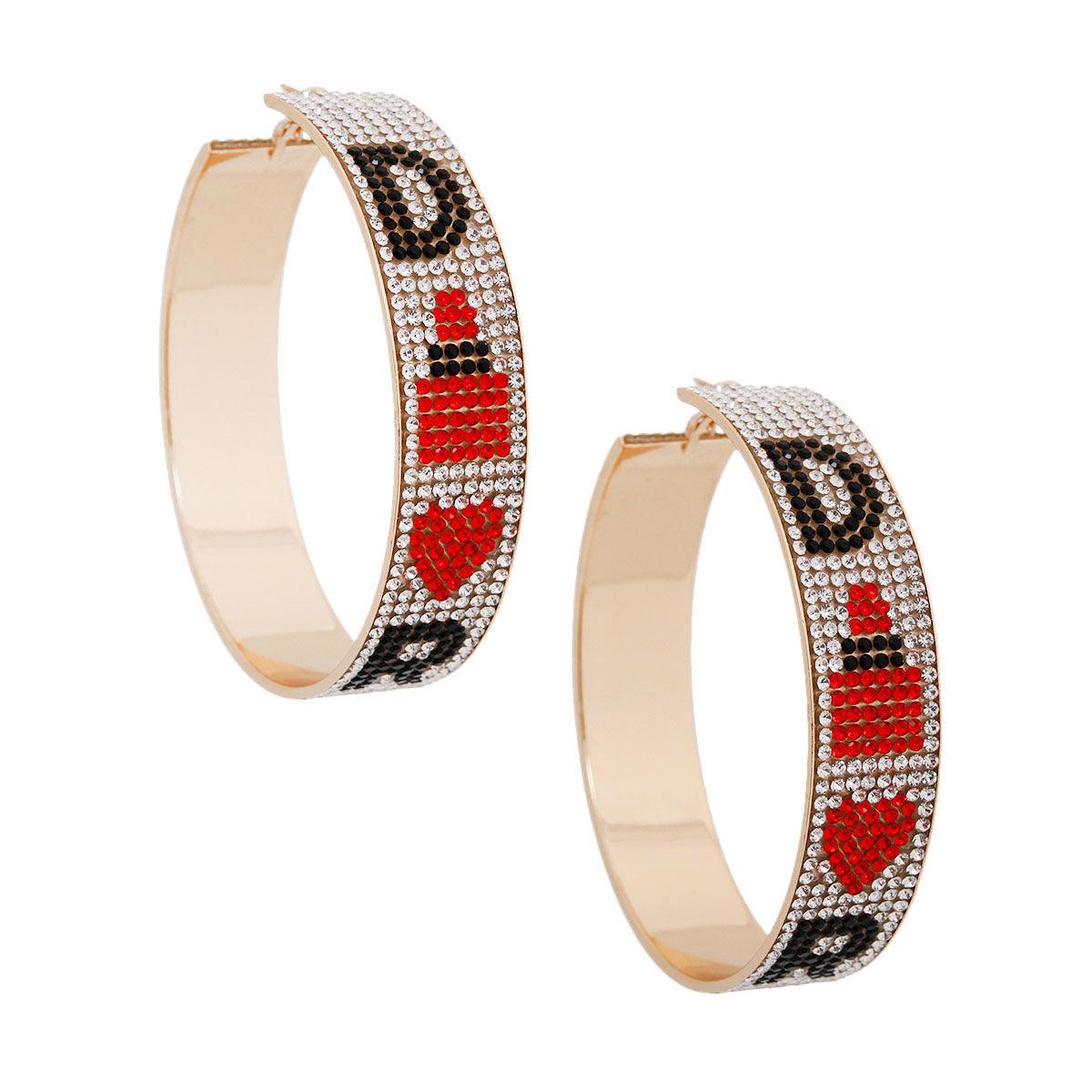 Stunning Earrings for Women – Elegant & Luxury Earrings Collection | Modestly Vogue Red Black D Designer Wide Metal Hoops - Modestly Vogue 