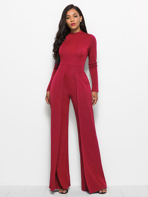 Long Sleeve Mock Neck Wide Leg Jumpsuit – Chic & - Modestly Vogue 