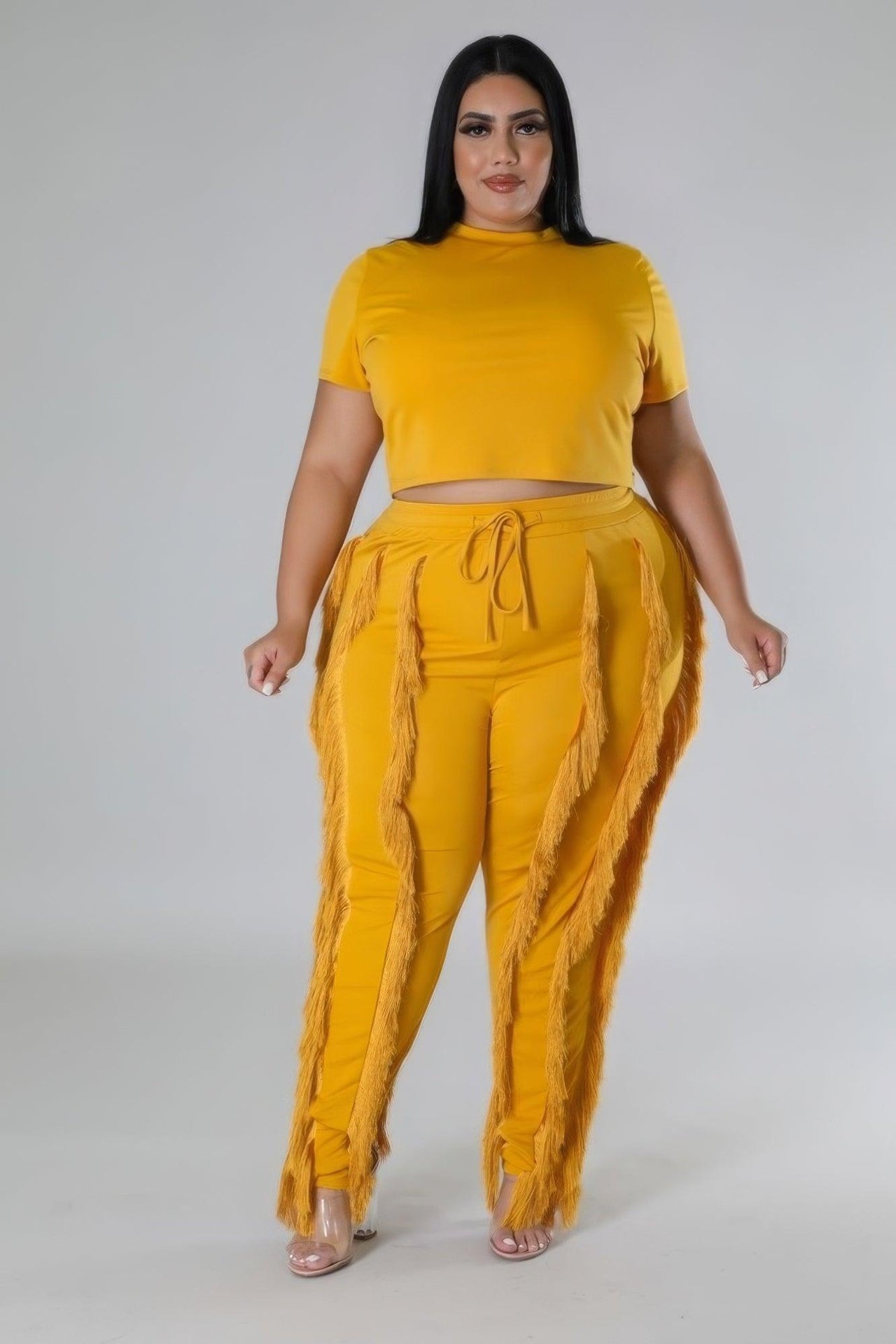 Curvy Fit | & Plus-Size Clothing | Crop Top Two-piece Set - Modestly Vogue 