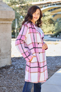 Flattering Curvy Fit | Stylish & Comfortable Plus-Size Clothing | Modestly Vogue Double Take Full Size Plaid Button Up Lapel Collar Coat - Modestly Vogue 