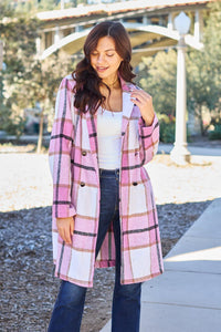 Flattering Curvy Fit | Stylish & Comfortable Plus-Size Clothing | Modestly Vogue Double Take Full Size Plaid Button Up Lapel Collar Coat - Modestly Vogue 