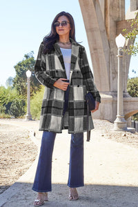 Flattering Curvy Fit | Stylish & Comfortable Plus-Size Clothing | Modestly Vogue Double Take Full Size Plaid Button Up Lapel Collar Coat - Modestly Vogue 