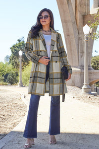 Flattering Curvy Fit | Stylish & Comfortable Plus-Size Clothing | Modestly Vogue Double Take Full Size Plaid Button Up Lapel Collar Coat - Modestly Vogue 