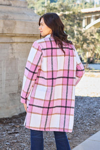 Flattering Curvy Fit | Stylish & Comfortable Plus-Size Clothing | Modestly Vogue Double Take Full Size Plaid Button Up Lapel Collar Coat - Modestly Vogue 