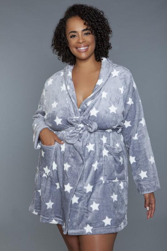 Flattering Curvy Fit | Stylish & Comfortable Plus-Size Clothing | Modestly Vogue Kaylee Robe Star Print - Modestly Vogue 