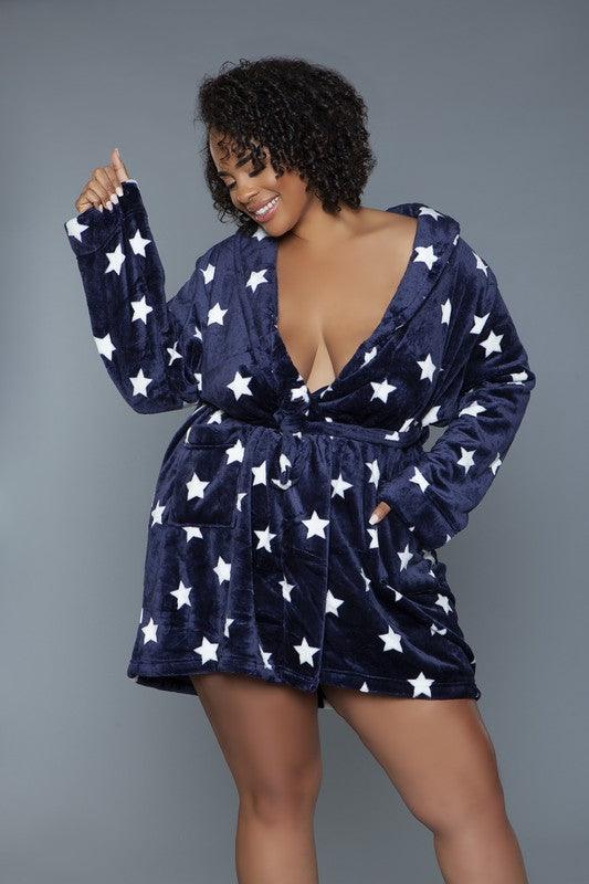 Flattering Curvy Fit | Stylish & Comfortable Plus-Size Clothing | Modestly Vogue Kaylee Robe Star Print - Modestly Vogue 