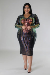 Flattering Curvy Fit | Comtable Plus-Size Clothing | Modestly Vogue Long Sleeve Stretch Dress - Modestly Vogue 