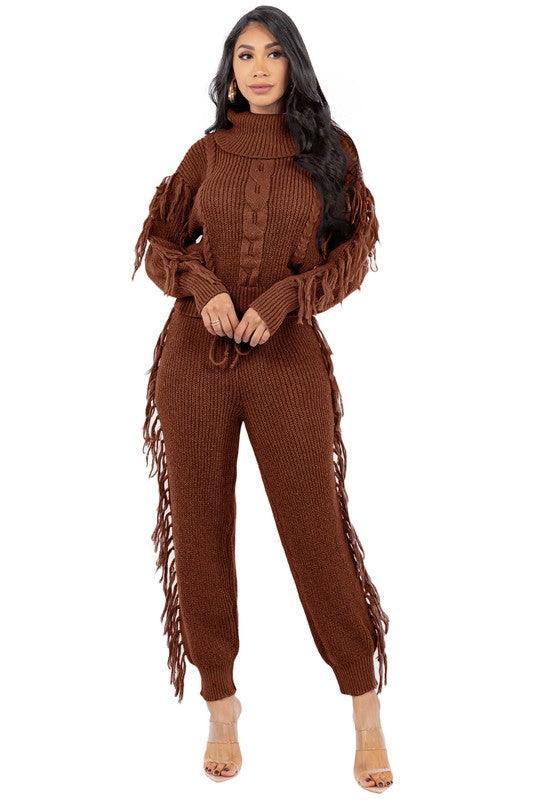 Curvy Fit | & Plus-Size Clothing | LONG SWEATER PANTS SET - Modestly Vogue 