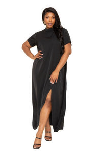 Flattering Curvy Fit | Comtable Plus-Size Clothing | Modestly Vogue Mock neck back cape dress - Modestly Vogue 