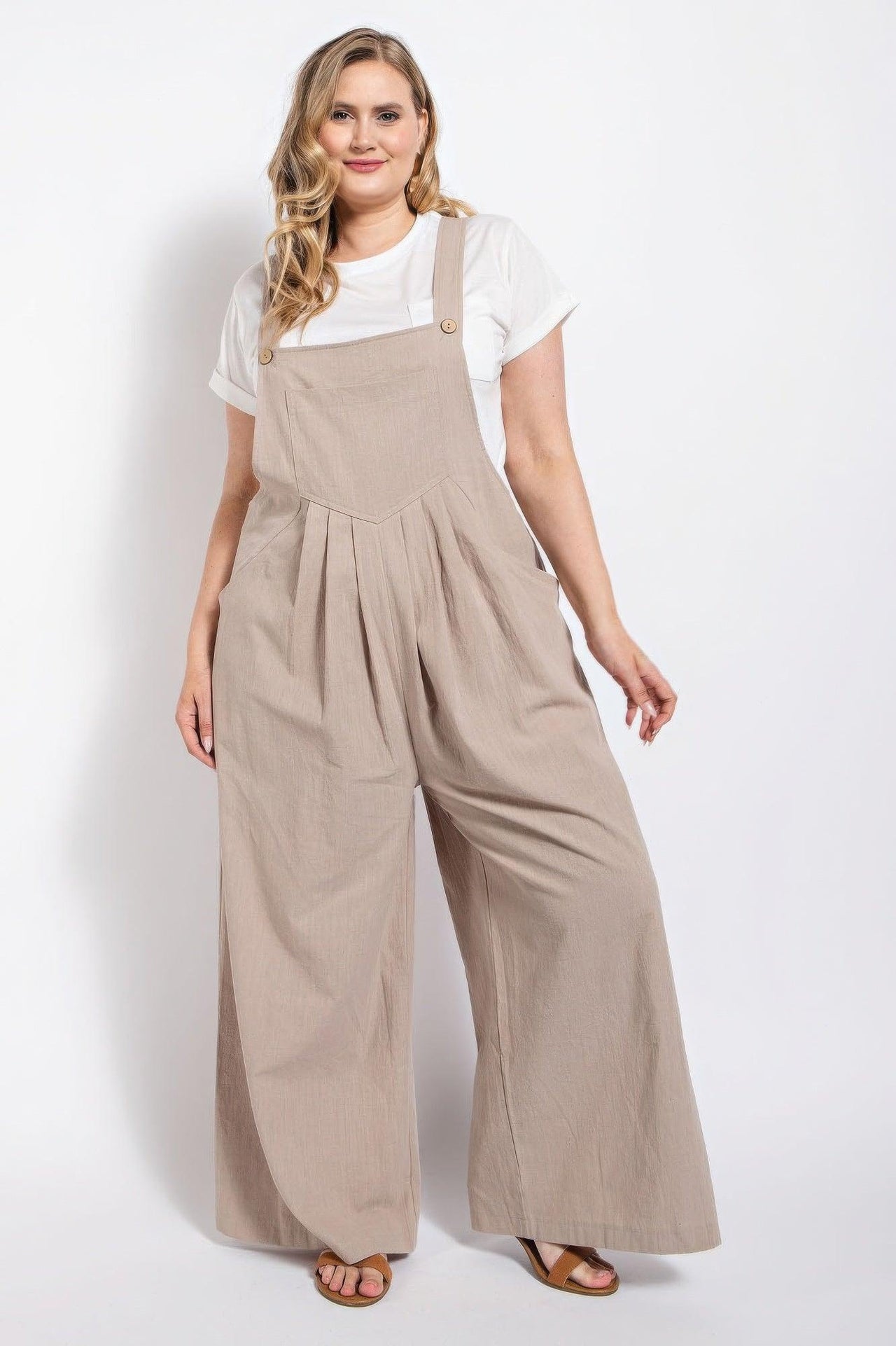 Flattering Curvy Fit | Stylish & Comfortable Plus-Size Clothing | Modestly Vogue Pintuck detail overall with side pockets - Modestly Vogue 