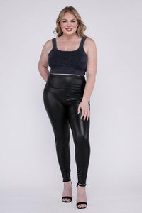 Curvy Fit | & Plus-Size Clothing | Plus High Rise Faux Leather Leggings - Modestly Vogue 