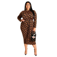 Flattering Curvy Fit | Comtable Plus-Size Clothing | Modestly Vogue Plus Size Printed Skinny Sheath Zipper Front Back Wearable Dress - Modestly Vogue 