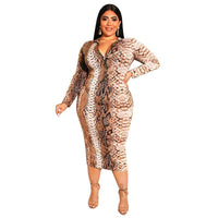 Flattering Curvy Fit | Comtable Plus-Size Clothing | Modestly Vogue Plus Size Printed Skinny Sheath Zipper Front Back Wearable Dress - Modestly Vogue 