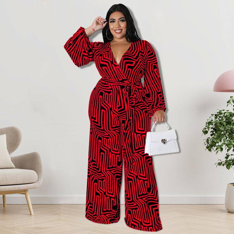 Curvy Fit | & Plus-Size Clothing | Plus Size Women Clothes Long Sleeve One Piece Straight Leg Pants - Modestly Vogue 