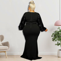 Flattering Curvy Fit | Stylish PlusSize Clothing | Plus Size Clothes Winter New Hit Sequin Sleeve Dress - Modestly Vogue 