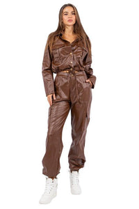 Curvy Fit | & Plus-Size Clothing | PU LEATHER 2PC PANTS SET - Modestly Vogue 