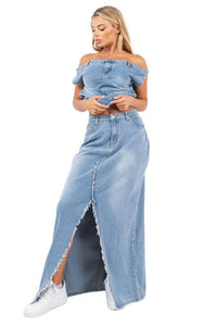 Denim Curvy Fit | - Clothing | SEXY DENIM 2PCS SET - Modestly Vogue 