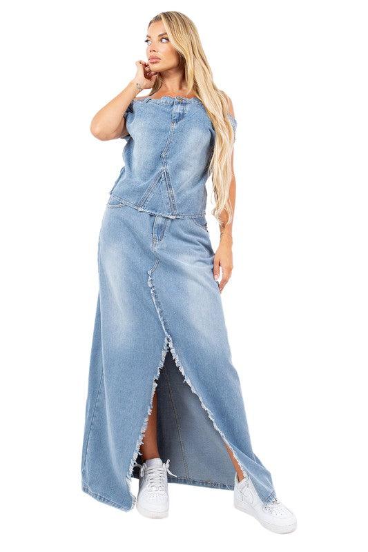 Denim Curvy Fit | - Clothing | SEXY DENIM 2PCS SET - Modestly Vogue 