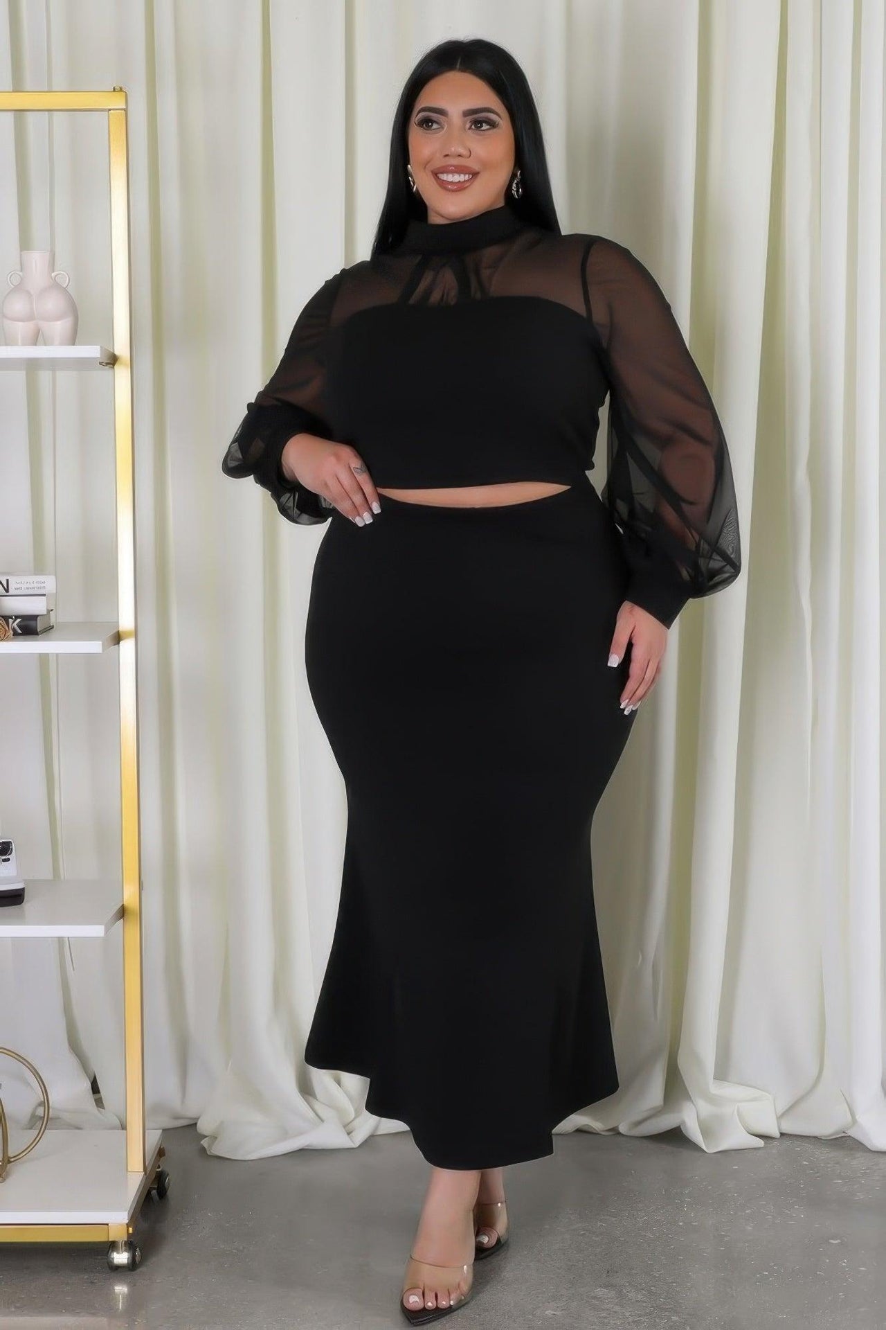 Curvy Fit | & Plus-Size Clothing | Stretch Skirt Set - Modestly Vogue 