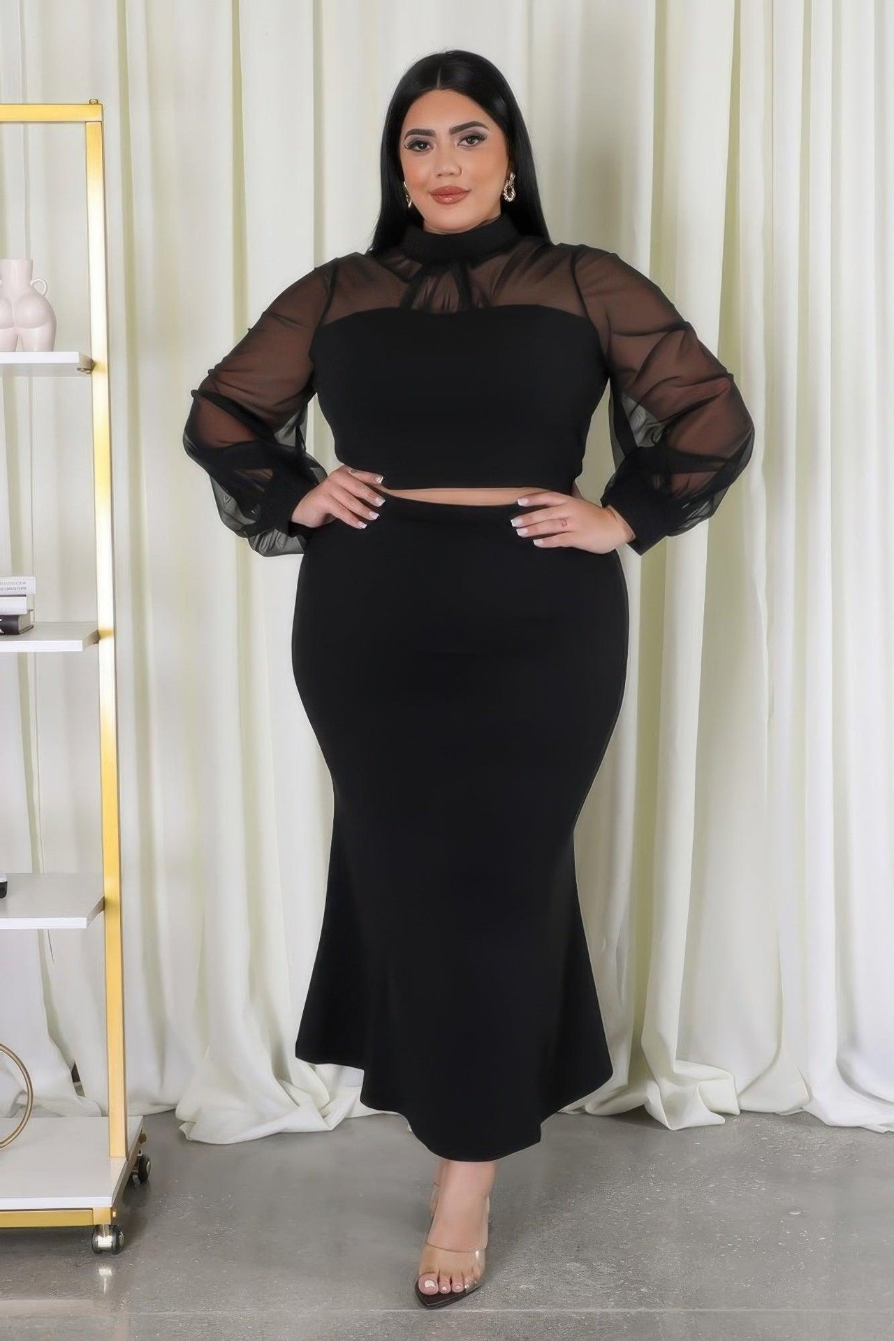 Curvy Fit | & Plus-Size Clothing | Stretch Skirt Set - Modestly Vogue 