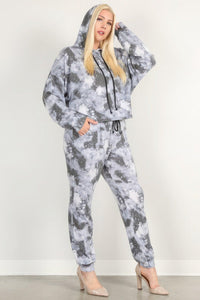 Curvy Fit | & Plus-Size Clothing | Tie Dye Print Pullover Hoodie And Sweatpants - Modestly Vogue 