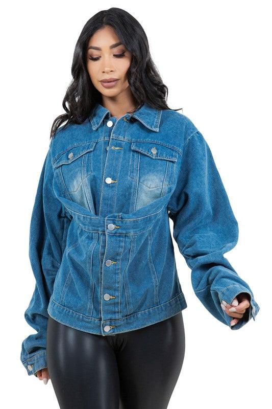 Denim Curvy Fit | - Clothing | DENIM JACKET - Modestly Vogue 