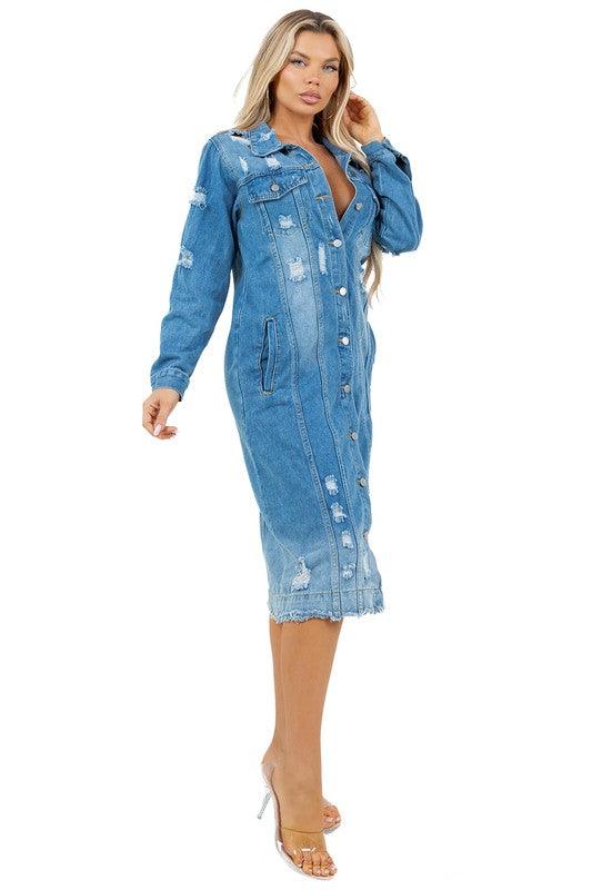 Denim Curvy Fit | LONG JEAN DRESS - Modestly Vogue 