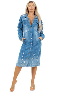 Denim Curvy Fit | LONG JEAN DRESS - Modestly Vogue 