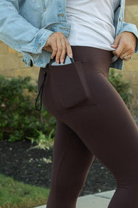 FULL LENGTH Brown Solid Leggings R2 - Modestly Vogue 