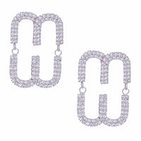 – | Studs Silver Pave Oval Loop Design - Modestly Vogue 