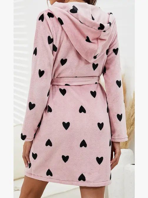 Heart Pattern Bath Robe – Soft and Cozy Robe for Comfort and Style - Modestly Vogue 