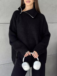 High Collar Zipper Knitted Sweater Women Suit {(SHIPS 2/11)} - Modestly Vogue 