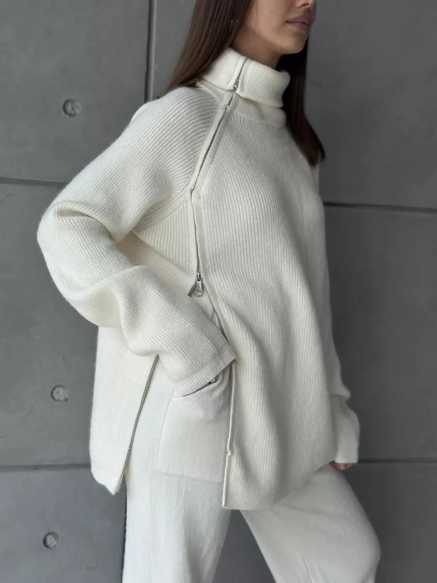 High Collar Zipper Knitted Sweater Women Suit {(SHIPS 2/11)} - Modestly Vogue 