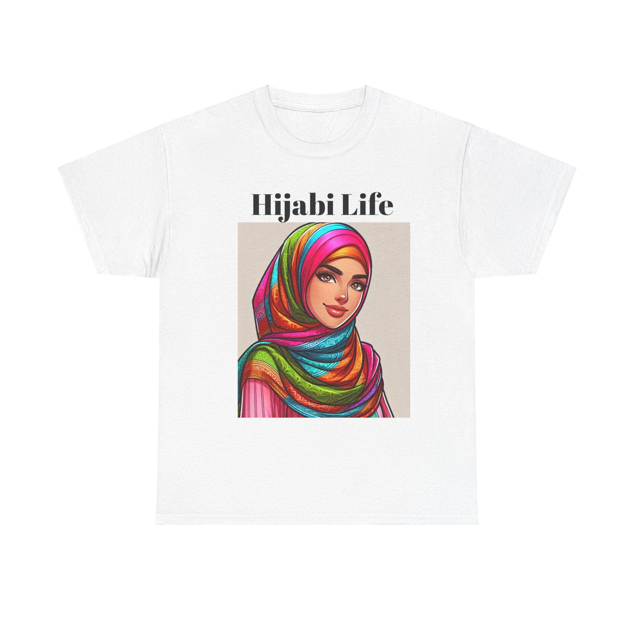 Hijabi Life Unisex Heavy Cotton Tee – Vibrant Design for Everyday Empowerment" - Modestly Vogue 