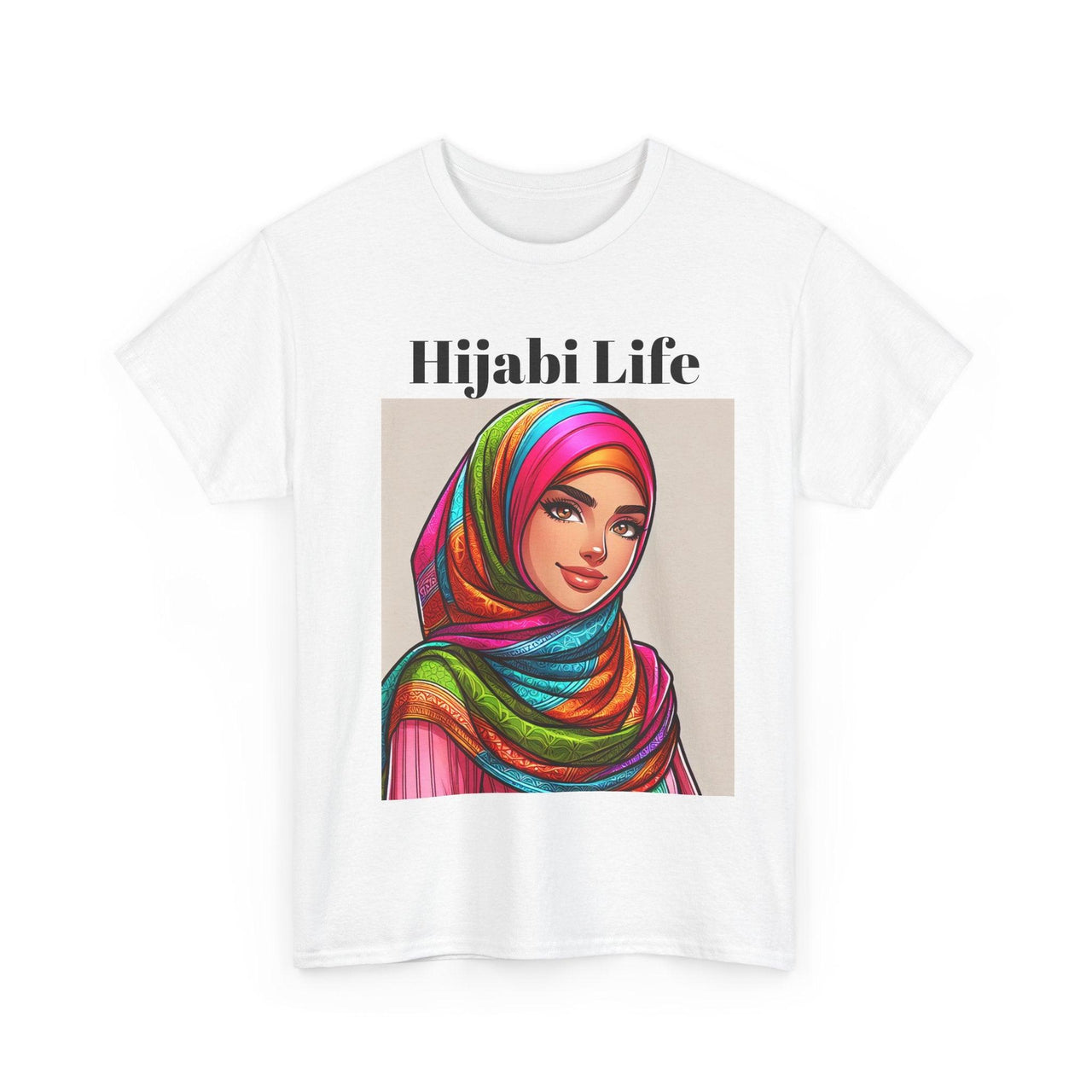 Hijabi Life Unisex Heavy Cotton Tee – Vibrant Design for Everyday Empowerment" - Modestly Vogue 