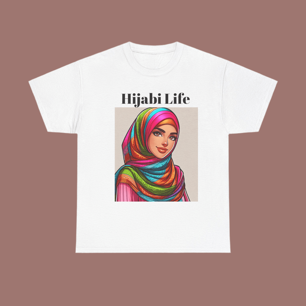 Hijabi Life Unisex Heavy Cotton Tee – Vibrant Design for Everyday Empowerment" - Modestly Vogue 