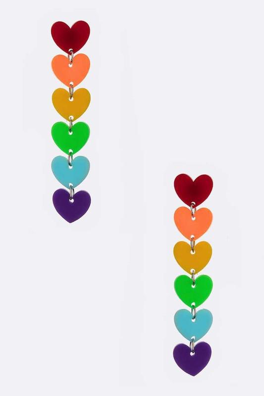 Stunning Earrings for Women – Elegant & Luxury Earrings Collection | Modestly Vogue Rainbow Color Heart Drop Acrylic Earrings - Modestly Vogue 