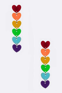 Stunning Earrings for Women – Elegant & Luxury Earrings Collection | Modestly Vogue Rainbow Color Heart Drop Acrylic Earrings - Modestly Vogue 