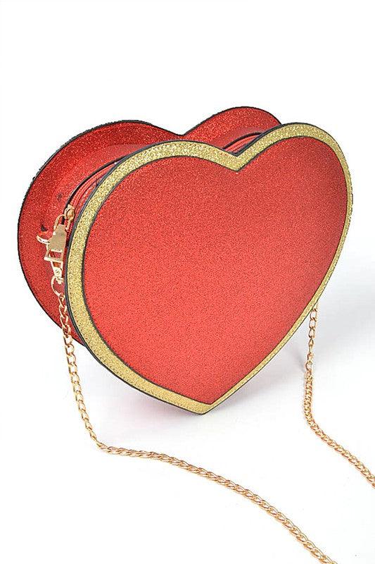 Glitter Heart Shape Novelty Crossbody Bag - Modestly Vogue 