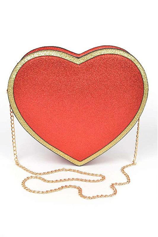 Glitter Heart Shape Novelty Crossbody Bag - Modestly Vogue 