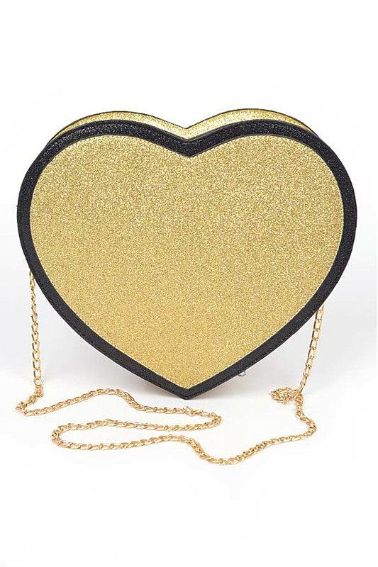 Glitter Heart Shape Novelty Crossbody Bag - Modestly Vogue 