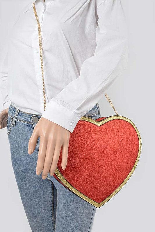 Glitter Heart Shape Novelty Crossbody Bag - Modestly Vogue 