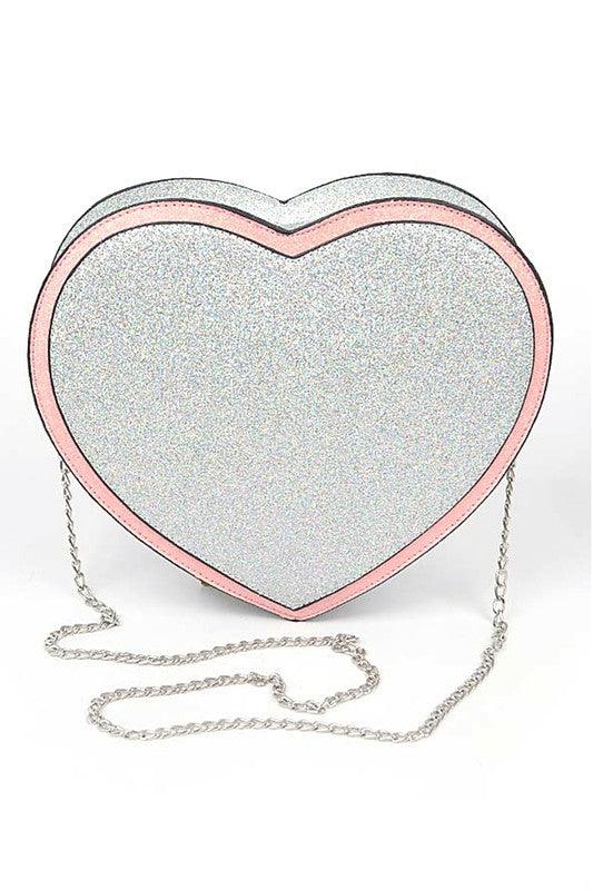 Glitter Heart Shape Novelty Crossbody Bag - Modestly Vogue 