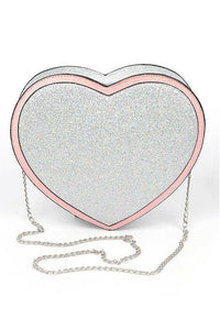 Glitter Heart Shape Novelty Crossbody Bag - Modestly Vogue 