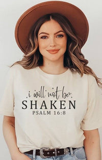 I Will Not Be Shaken Psalm 16:8 Graphic Tee - Faith-Based Apparel - Modestly Vogue 