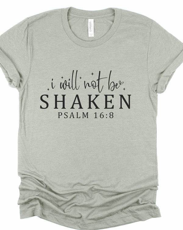 I Will Not Be Shaken Psalm 16:8 Graphic Tee - Faith-Based Apparel - Modestly Vogue 