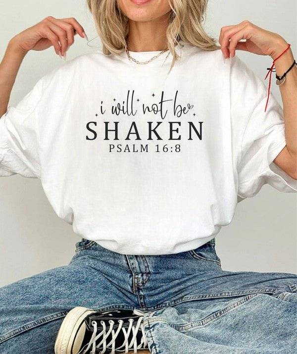 I Will Not Be Shaken Psalm 16:8 Graphic Tee - Faith-Based Apparel - Modestly Vogue 